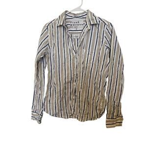 Frank & Eileen Barry Striped Crinkle Button up Blouse size S